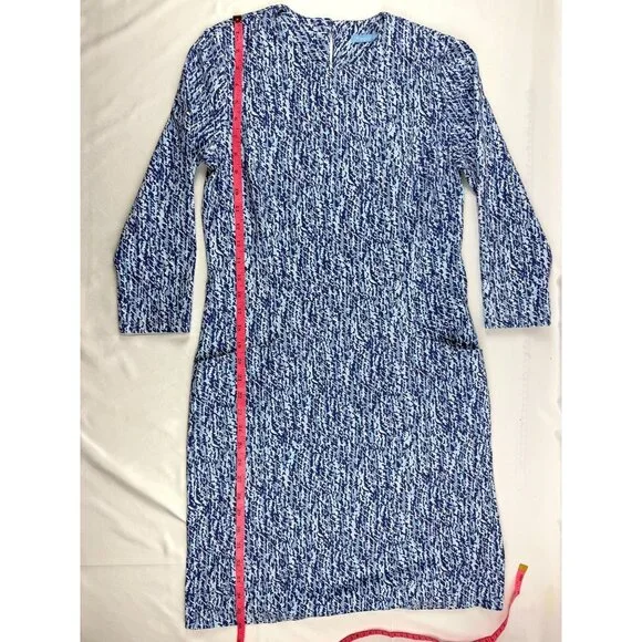 J McLaughlin Catalyst Dress Catalina Cloth S Blue Aqua Abstract Geo Print - Picture 7 of 8